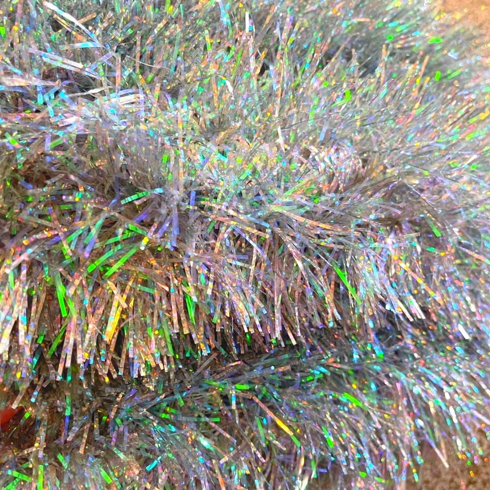Vtg‎ iridescent Double Glo Color Tinsel silver Garland 32' Christmas Tree